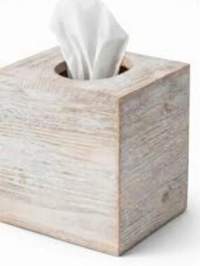 Wood Tissue Box Cover in Whitewash